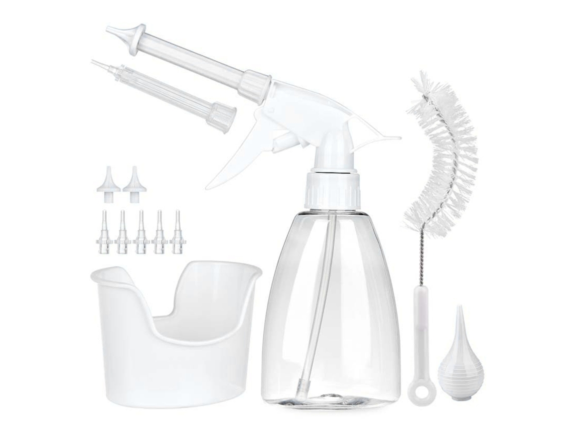 Mali kit de Limpeza de Ouvidos com Irrigação 300ml, 7 Bicos e Escova para Remoção de Cera