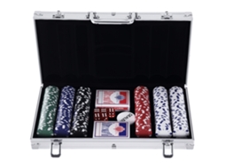 Conjunto de pôquer profissional Valigetta em alumínio com 300 fichas e 2 maços para Texas Hold'em e Blackjack.