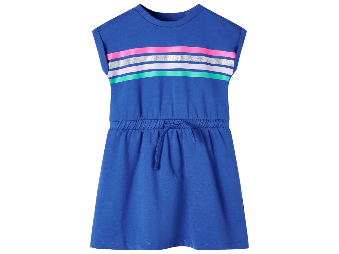 Vestido De Criança Com Cordão Azul-cobalto 128