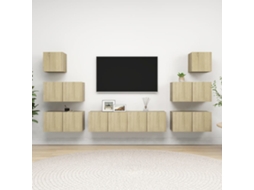Vidaxl 8 Pcs Conjunto Móveis De Tv Derivados Madeira Carvalho Sonoma