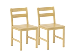 Conjunto de 2 Cadeiras de Bambu com Assento Ripado e Encosto Curvo Madeira Natural