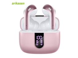 Fones de Ouvido Bluetooth Sem Fio, À Prova D'água, com Microfone, Cancelamento de Ruído e Bateria com Duração de 52 Horas. MDUG (rosa B)