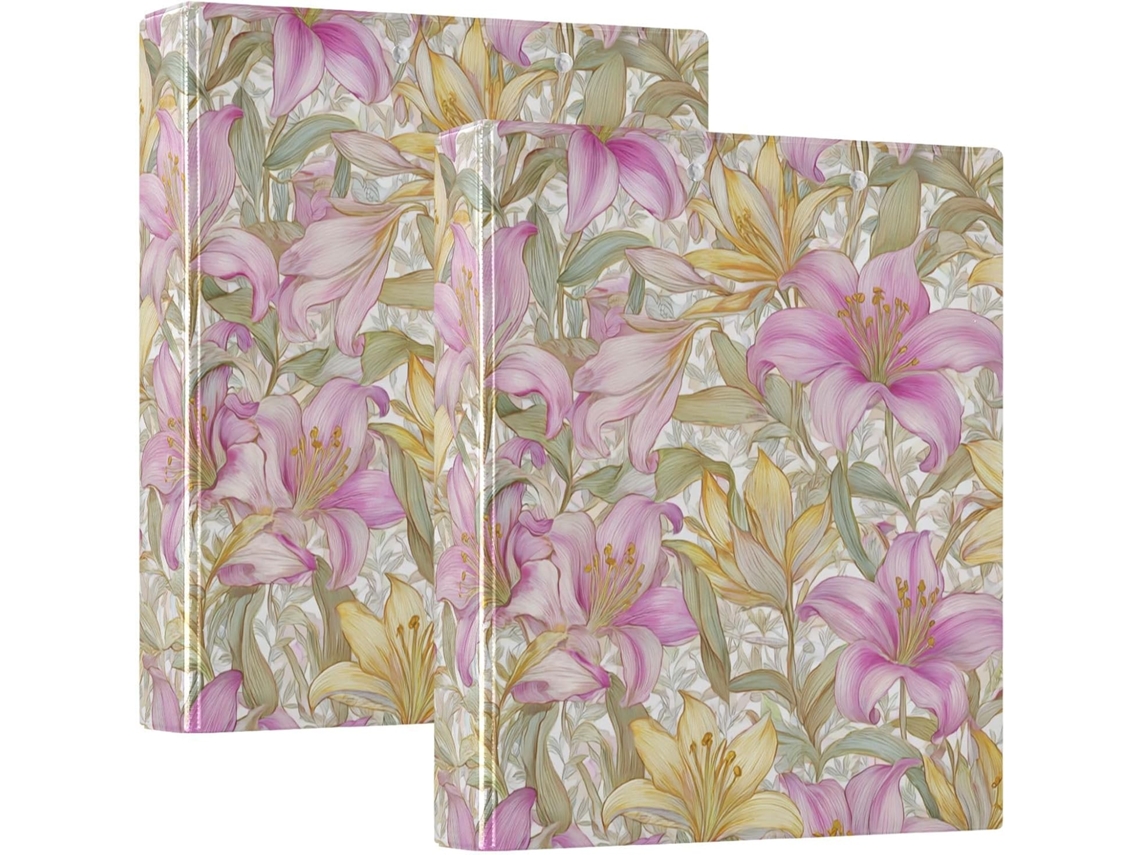 Pasta Fichário Liries Pattern William Morris Style 1-1 2 Polegadas, Três Carimbos Com Prancheta, Pacote Com 1 2 Pastas