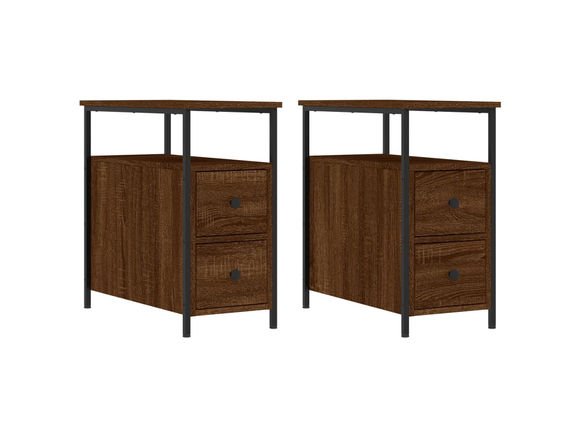 Bedside Cabinet, Bedside Cabinets Vidaxl Marrom Madeira Processada (n/a)