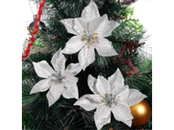 Pacote Com 50 Enfeites De Natal De Poinsétia Com Glitter Prateado Decorações Festivas Para Casa E Árvore Olysi Shop