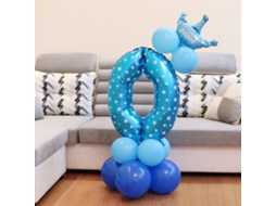 Balão de Número 32 Polegadas em Estilo Vibrante Azul Número 0 LAXISCREED