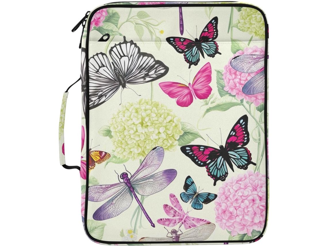 Pasta Expansível Com Estampa De Libélula E Flor, Com Fichário Removível De 3 Argolas, Bolsa Organizadora Resistente À
