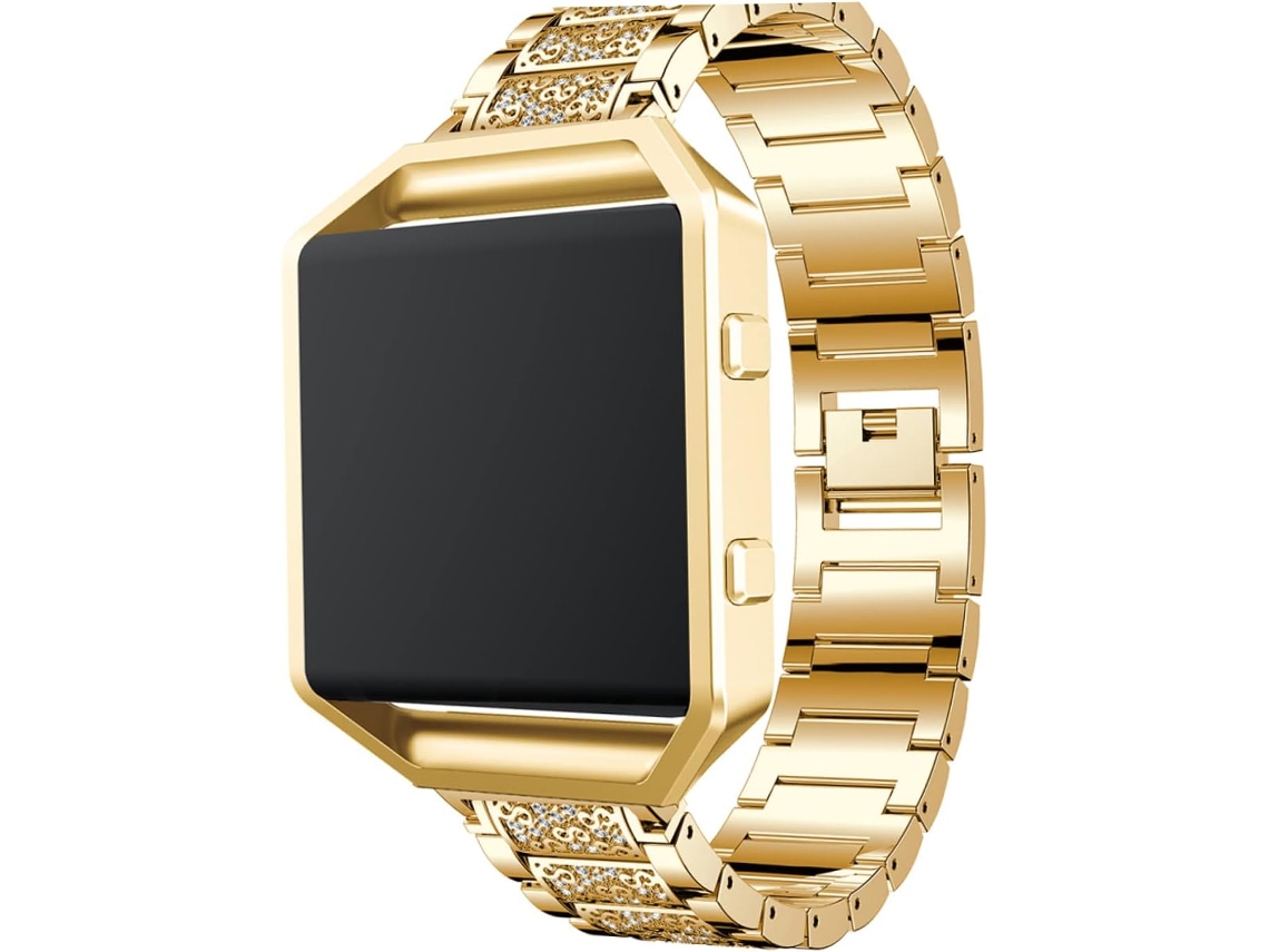 Pulseira Metálica Para Smartwatch Com Moldura Dourada, Acessório Elegante E Durável, Compatível Com Gokoco