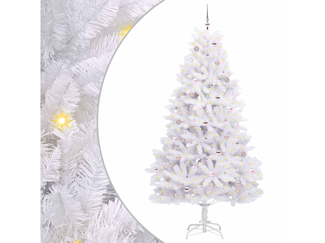 Conjunto 1 Árvore De Natal Artificial Vidaxl Branco Pvc (240 Cm)