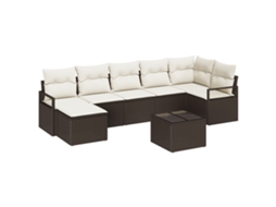 Conjunto 8 Conjunto De Jardim Vidaxl Castanho Vime Pe (287 X 122 X 85 Cm)
