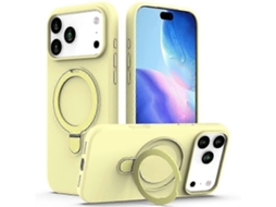 Capa Compatível Com Iphone 17 Pro Max, Compatível Com Suporte Magsafe, Capa De Celular Em Pc Silicone, Amarela.