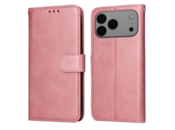 Capa Flip De Couro Para Iphone 17 Pro Max - Textura De Bezerro Clássica