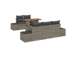 Conjunto 6 Conjunto De Sofá De Jardim Vidaxl Cinzento Vime Pe (100 X 55 X 73 Cm)