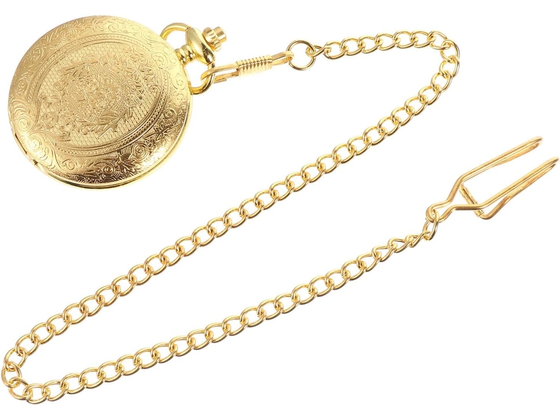Relógio Bolso Masculino Quartzo Dourado GOKOCO