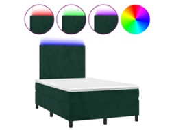 Cama Box Spring com Colchão e Luzes Led Veludo Verde Escuro MAISON EXCLUSIVE