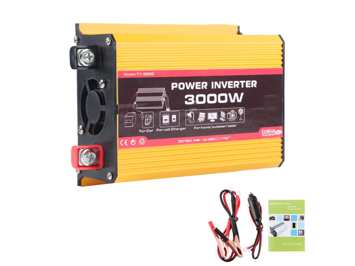 Inversor De Carro 3000w Com Duas Portas Usb, Conversor De Energia Para Carro, Transformador De Onda Senoidal Modificada(dc12v Ac110v)