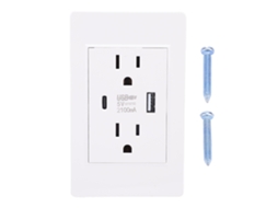 Laxiscreed Tomada De Parede Eua Com Usb E Type-c, 15a, Retardante De Chama Para Casa E Escritório