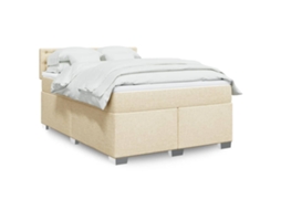 Vidaxl Cama Com Molas/colchão 140x200 Cm Tecido Cor Creme
