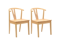 Conjunto 2 Cadeira De Jantar Vidaxl Castanho Madeira De Seringueira Maciça (50.5 X 61 X 80.5 Cm)