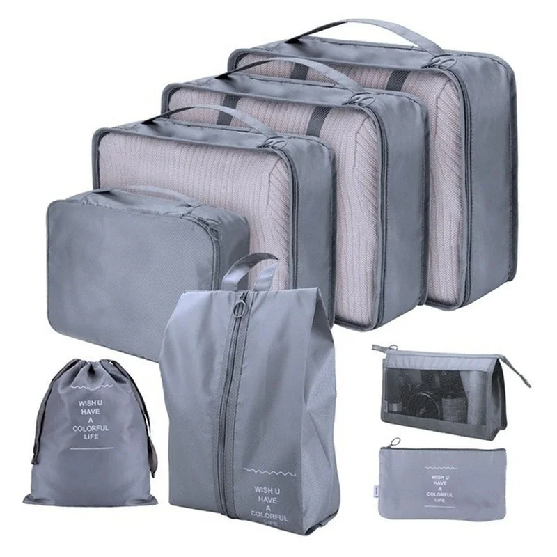 Conjunto de 8 Sacos BRILVIBERA para Viagem, Roupas Sujas, Cinza