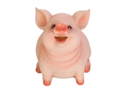 Cofrinho Porco Resina Formato Moeda, Entrada de Moeda, Presente Infantil Cor Rosa Tamanho L
