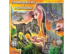 Quebra-cabeça de criatura 3D T Rex Brachiosaurus 2 em 1 Educa
