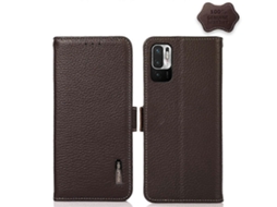 Capa De Celular Khazneh Em Couro De Lichia Com Fecho Magnético Lateral E Proteção Rfid Para Xiaomi Redmi Note 10 (versão Japonesa) (azul)