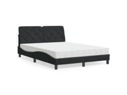 Vidaxl Cama Com Colchão 140x200 Cm Veludo Preto