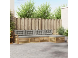 Vidaxl Conjunto De Sofás Para Exterior 5 Unid. Branco E Cinzento-claro