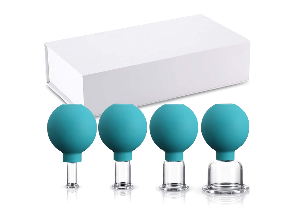 Copos com Bola de Sucção [4 Peças] Conjunto de Copos de Alta Qualidade Feitos de Vidro Real para Todas As Partes Do Corpo Ventosas Contra-JEDBESETZT