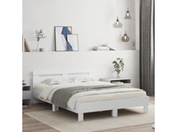 Vidaxl Estrutura Cama C/ Cabeceira 140x200 Cm Derivados Madeira Branco