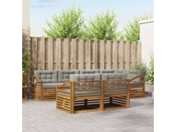 Vidaxl Conjunto De Sofás Para Exterior 7 Pcs Cinza Natural E Claro