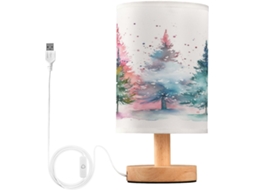 Luminária De Mesa Natalina Mnsruu Para Quarto, Sala De Estar, Luminárias De Cabeceira Coloridas Com Portas Carregamento