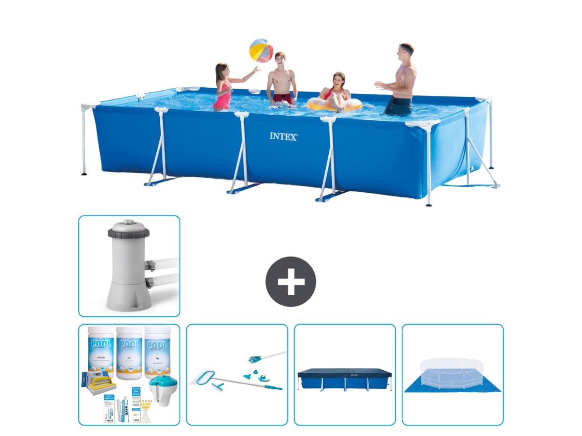 Intex Piscina Com Estrutura Retangular - 450x220x84 Cm - 6-peças S21133
