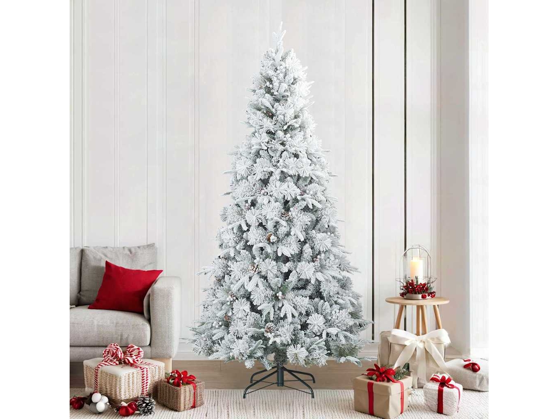 Vidaxl Árvore De Natal Artificial Articulada Nevado Flocked Branco