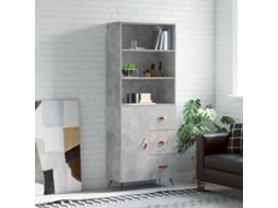 Vidaxl Armário Alto 69,5x34x180 Cm Derivados De Madeira Cinza Cimento