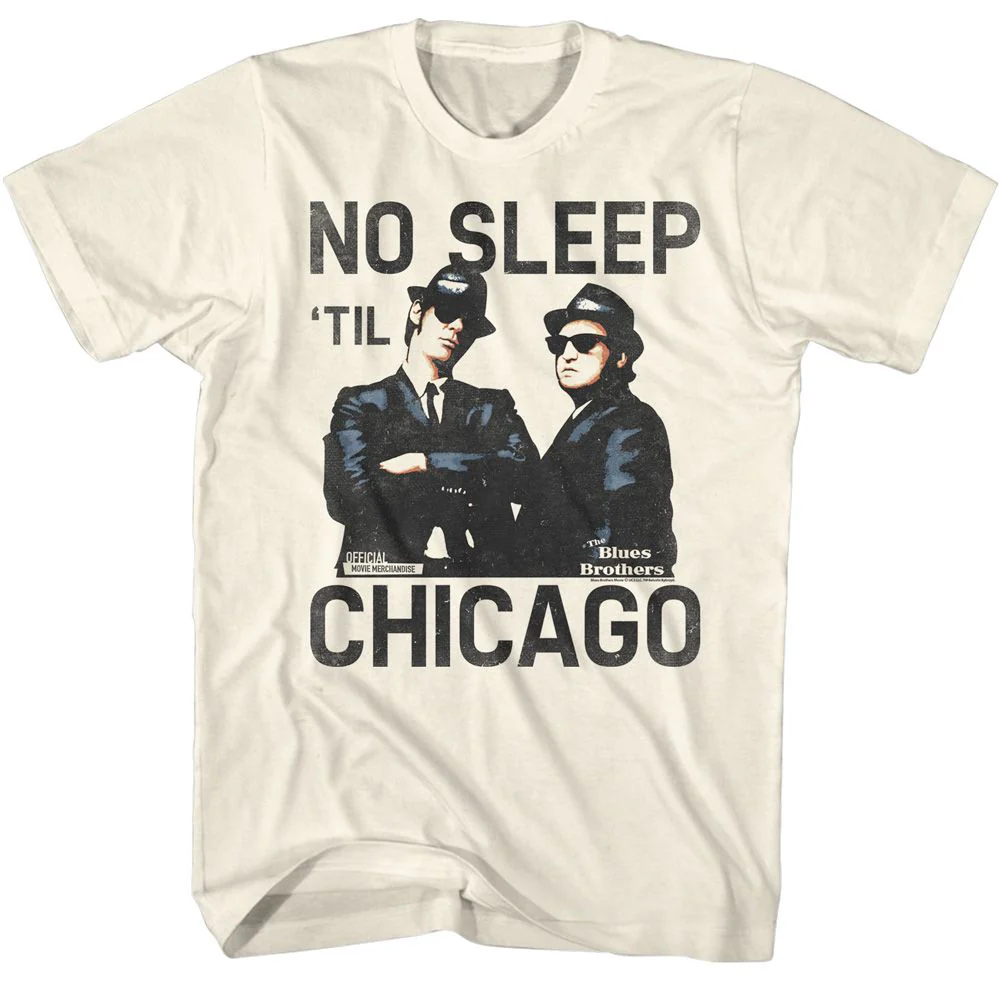 Unisex Adult T-shirt Rockinstone The Blues Brothers Movie No Sleep Solid Natural Sizexxxl