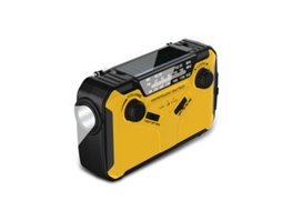 Rádio portátil solar AQUAFORGE com manivela, am/fm, tablet, bateria 4000mah, lanterna led, alarme sos, amarelo