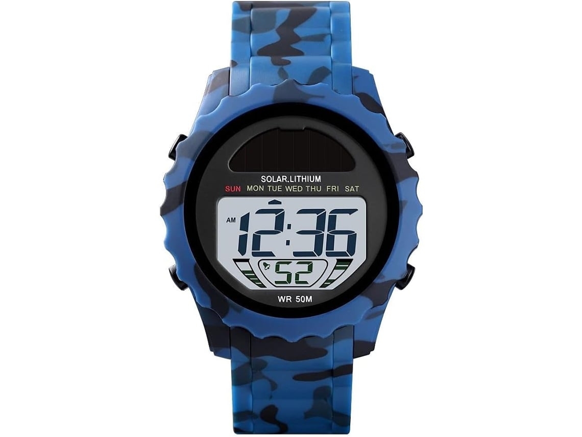 Relógio de Camuflagem Digital Multifuncional Masculino À Prova DÁgua -Camuflagem Verde