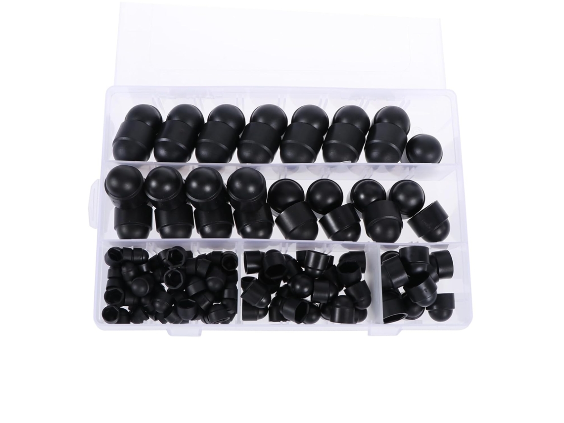 Conjunto Ibasenice de 145 Pastilhas Plásticas para Porcas e Parafusos, Pretas Tampas para Porcas, Parafusos e Projetos