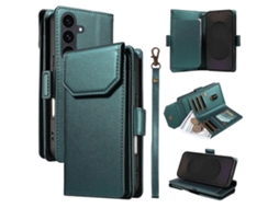 Capa Para Samsung Galaxy S25 Fe Com Suporte Para Vários Cartões E Alça De Couro Pu, Capa Para Celular Com Suporte Verde
