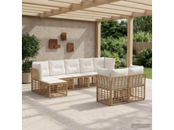 Vidaxl Conjunto De Sofás Para Exterior Natural E Branco Creme