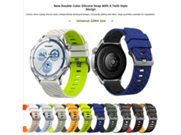 Pulseira de Silicone Bicolor 22mm para Huawei Watch Gt5/4/3/2 46mm e Watch 4/3 CHABERLU