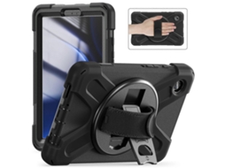 Capa para Samsung Galaxy Tab A9, capa com suporte giratório e alça de silicone preta, Hengrongshen