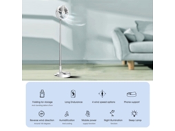 Ventilador Plegable Portátil H9 Usb Recargable Com Umidificação, Sprayer E Luz Noturna