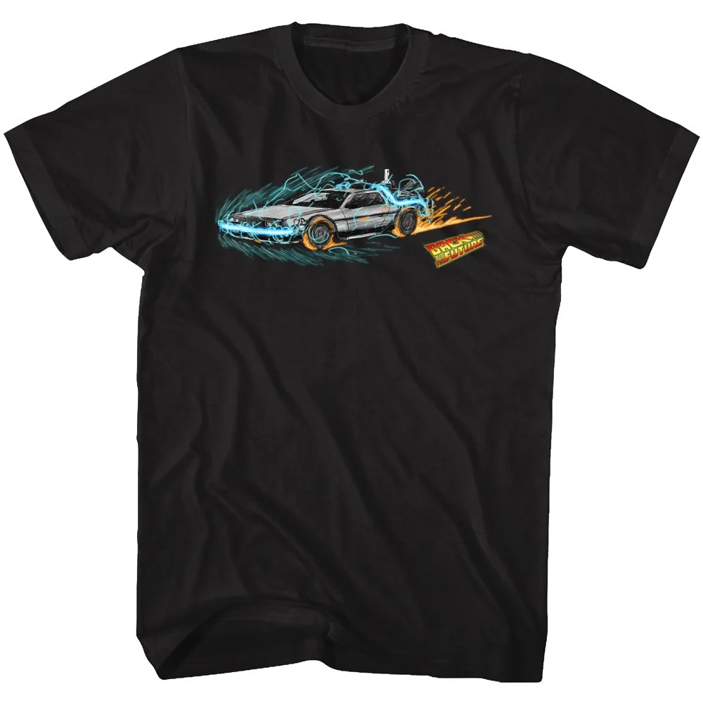 Rockinstone Back To The Future Movie Time Painting 1 Black Adult T-shirt Size:xxxl