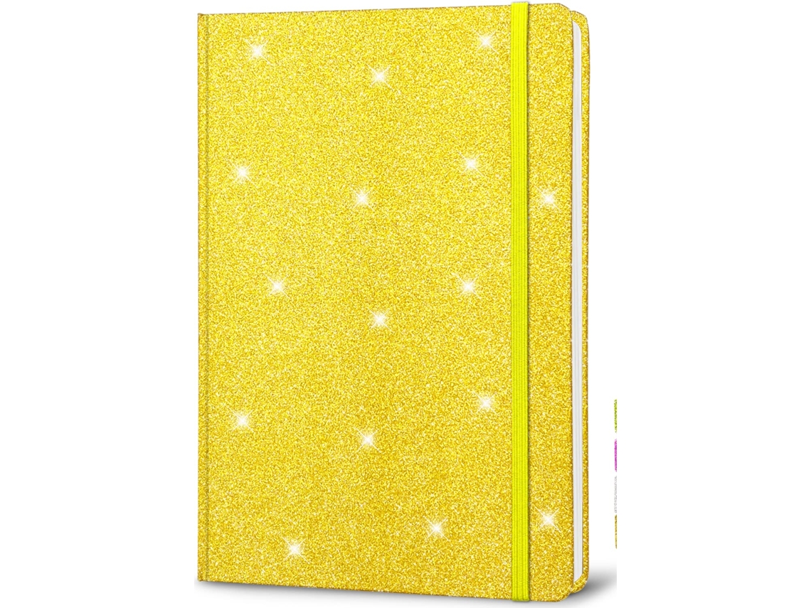 Caderno De Capa Dura A5, Tamanho 8,3 X 5, 7 Polegadas, Com 160 Páginas Pautadas, Acabamento Com Glitter Que Não Descasca, Adolescentes
