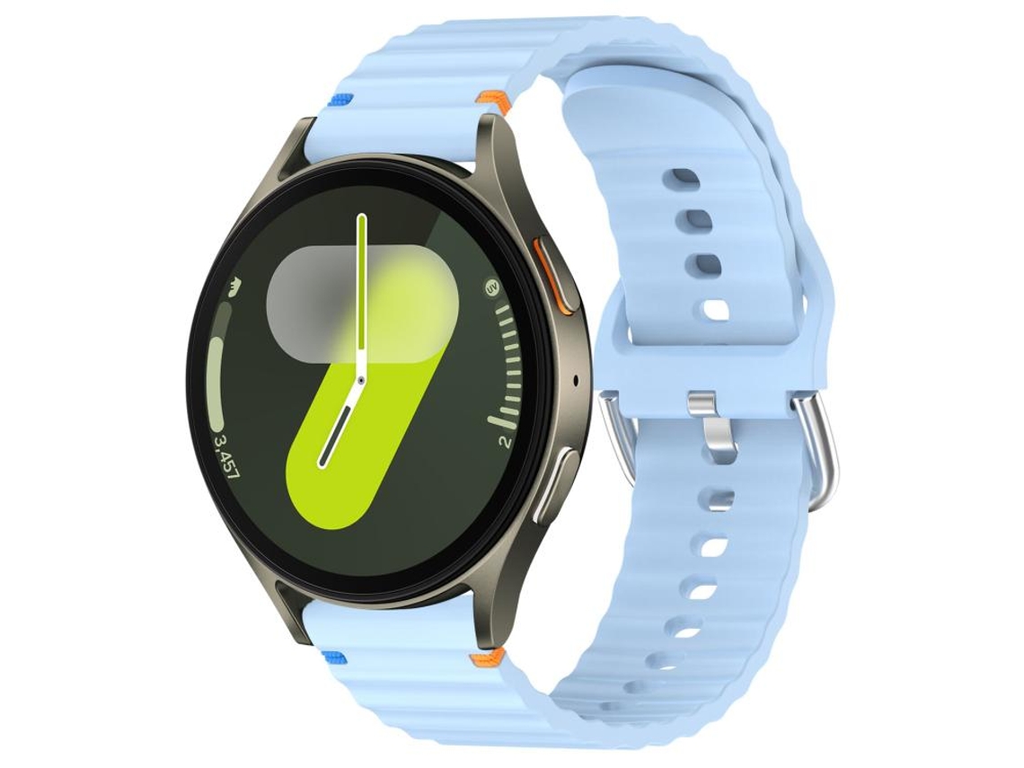 Bracelete para Samsung Galaxy Watch 7 Silicone com Grãos Ondeado Costurado (20mm) Azul Claro XIAOMOYU (40/44mm)