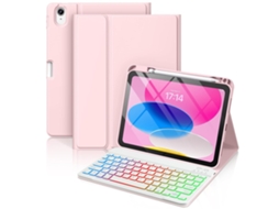 Capa Com Teclado Para Tablet Lurelia, Para I Pad Pro 11, Porta-lápis Estiloso E Com Retroiluminação Rgb (2024, Rosa, Teclado Bluetooth