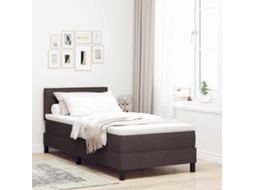 Vidaxl Cama Box Com Cabeceira Manual Marrom Escuro 90 X 190 Cm Tecido